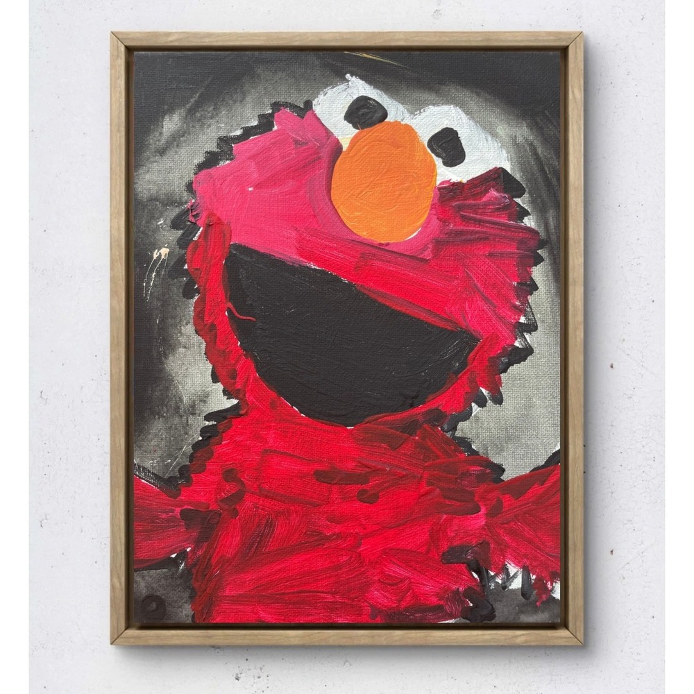 OMAN Original Elmo Acrylic Painting on Canvas 8x10 Sesame Street Pop Art